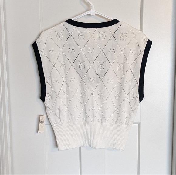 Anthropologie Maeve Violette Icon Sweater Vest NWT - White and Black sz S - Picture 4 of 5